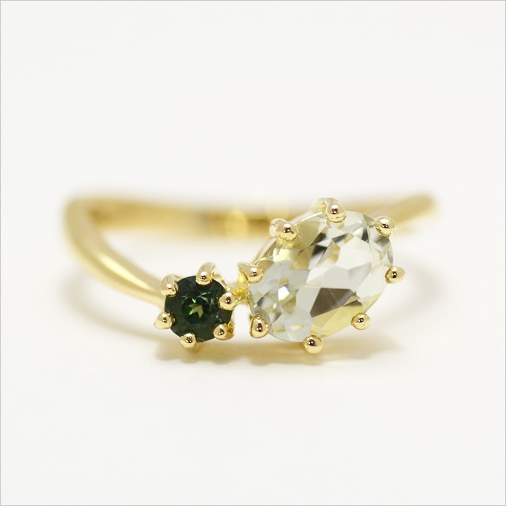 指輪 リング グリーンアメシスト グリーントルマリン PT900・K18・K10