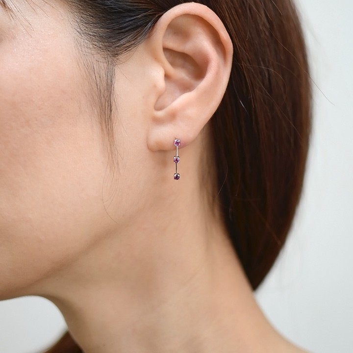 スタッドピアス ロードライトガーネット ゴールド K18 レディース 18K