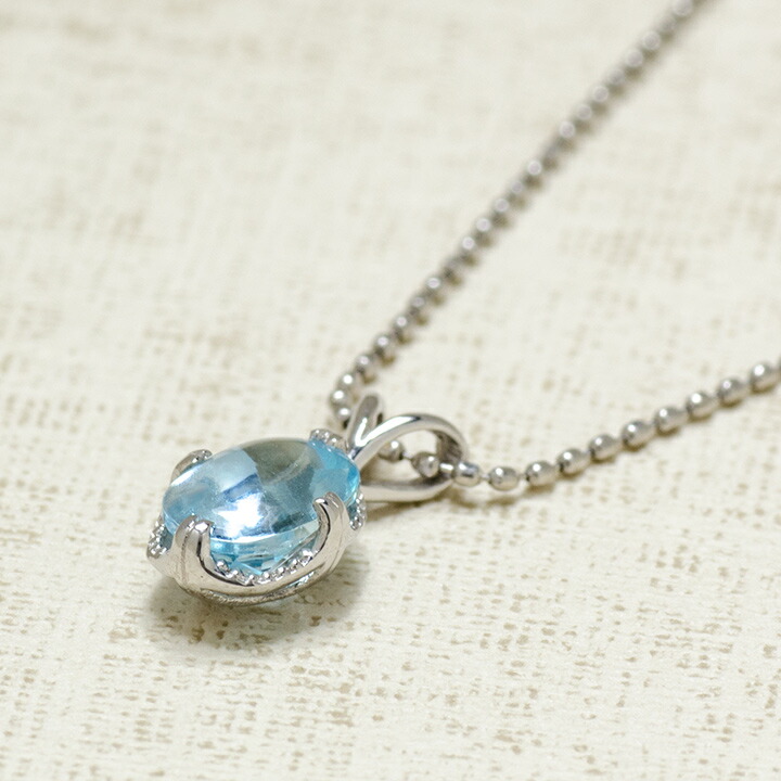 ペンダントトップ ブルートパーズ drop ネックレス PT900・K18・K10