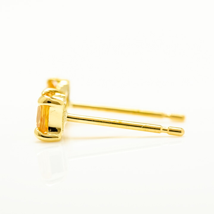 スタッドピアス イエローサファイア quadoro ゴールド K18 レディース
