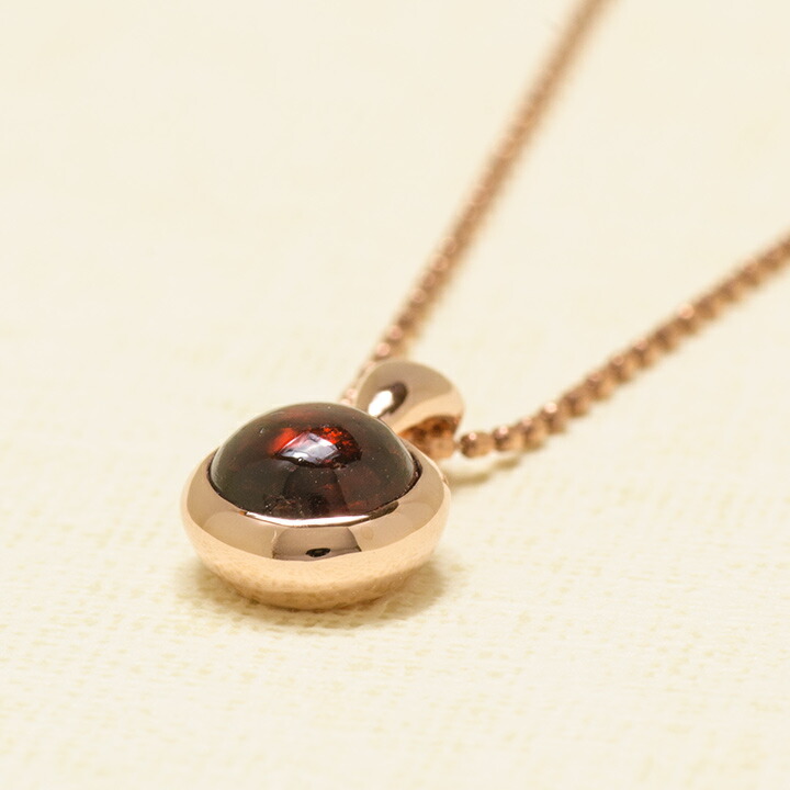 ペンダントトップ ガーネット カボション ネックレス PT900・K18・K10