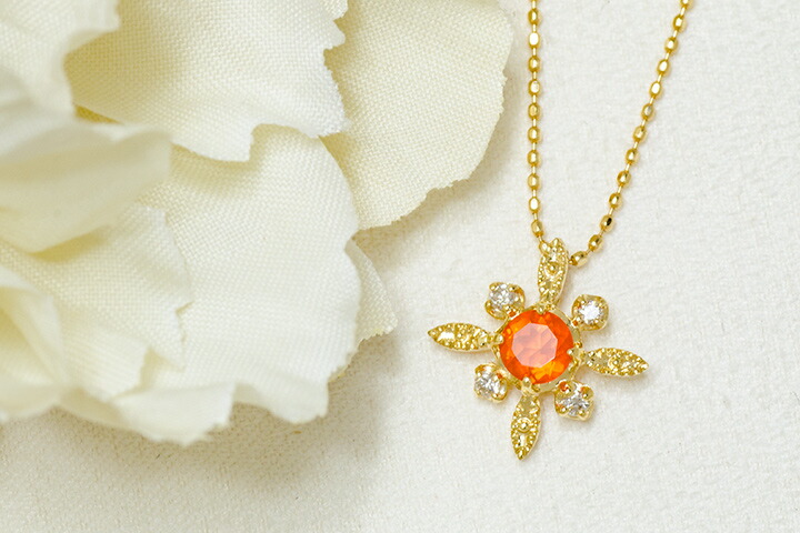 ペンダントトップ ファイアオパール ダイヤモンド solare ネックレス