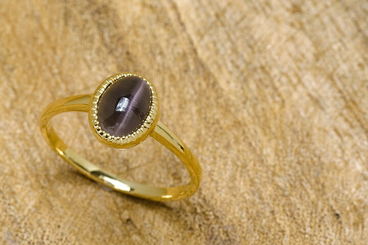 指輪 リング シリマナイトキャッツアイ lince ゴールド K18 レディース