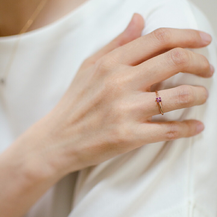 指輪 リング ロードライトガーネット フラワーモチーフ arte ゴールド