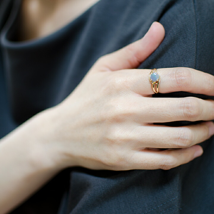 指輪 リング ブラックオパール ダイヤモンド PT900・K18・K10選択可