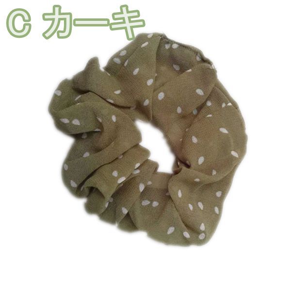 ドット柄 シュシュ レディース ヘアアクセサリー ドットシフォン