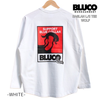 BLUCO ブルコ ラグラン長袖Tシャツ ロンT PRINT L/S TEE -WOLF