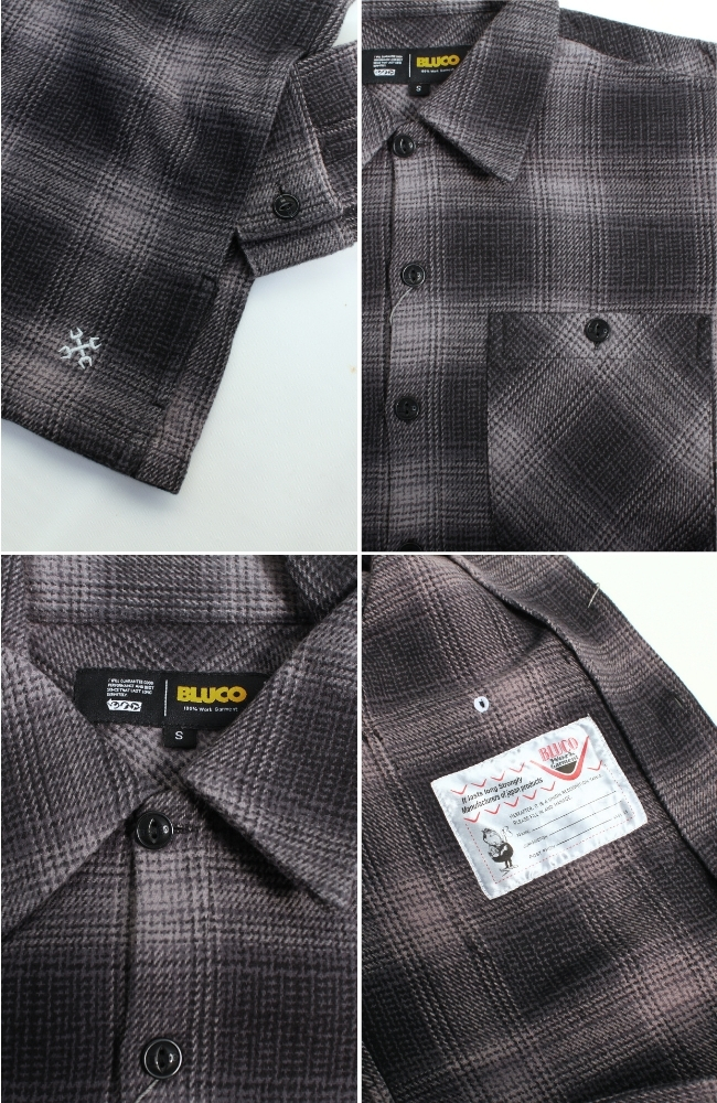 BLUCO（ブルコ） セール ネルシャツ オンブレチェック メンズ 長袖