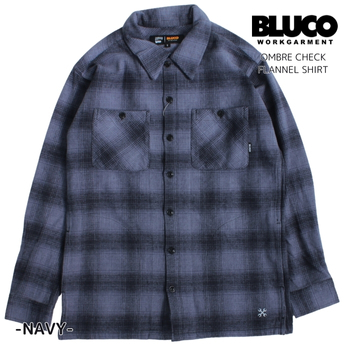 GREED13、BLUCO オンブレチェックフランネルシャツ　ブルー　Mサイズ GREED13、BLUCO オンブレチェックフランネルシャツ ブルー Mサイズ