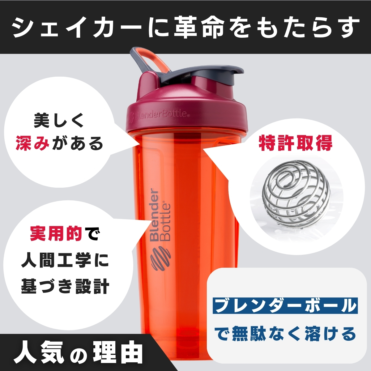 ブレンダーボトル プロ28 28oz プロテインシェイカー おしゃれ BBPRO28 シェーカー ボトル BlenderBottle 28オンス 800ml 食洗機対応 | ブレンダーボトル | 03