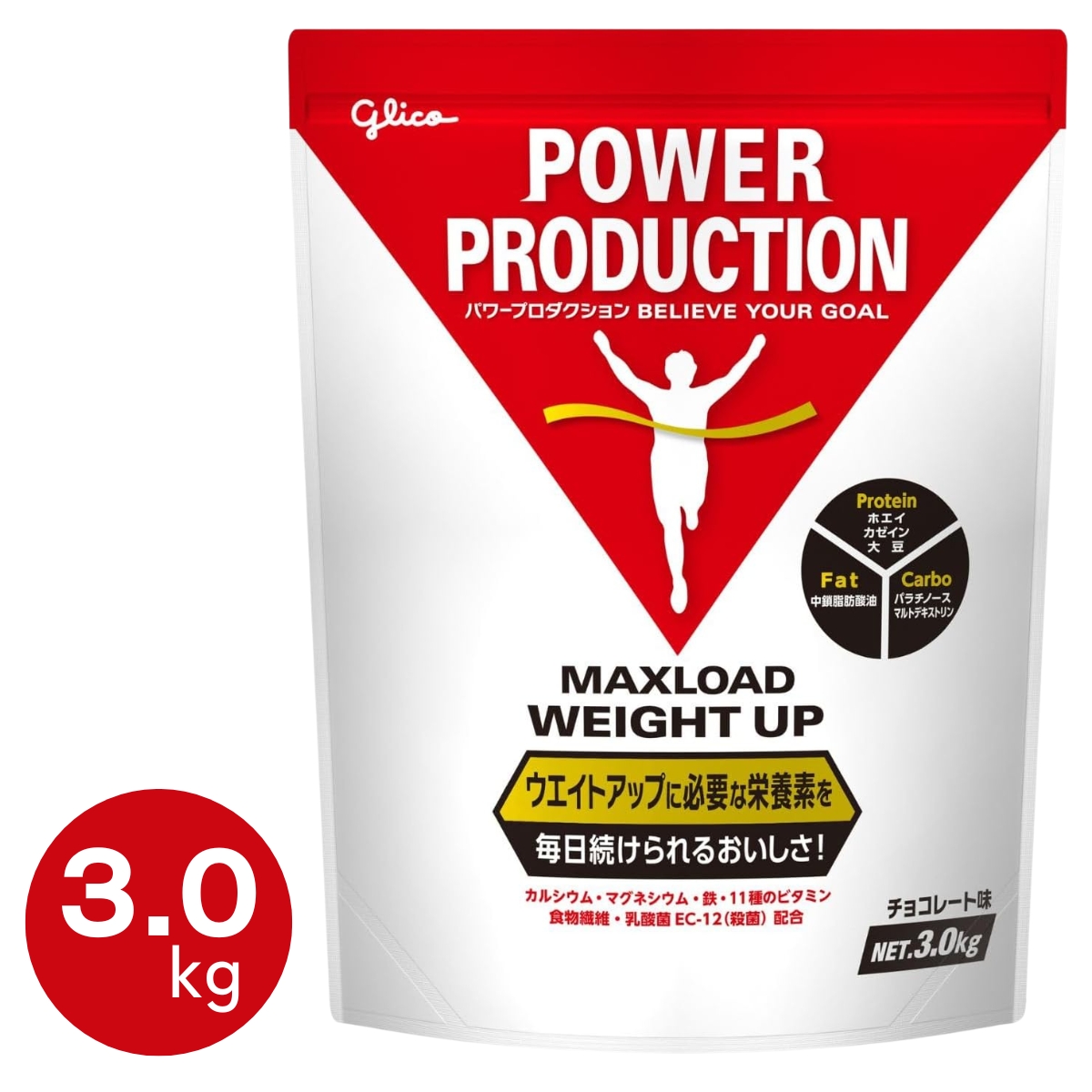 グリコ ウエイトアップ プロテイン パワープロダクション マックスロード ホエイ カゼイン チョコレート味 3.0kg 大容量 | POWER PRODUCTION