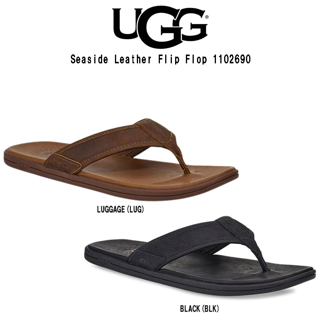 UGG(アグ)メンズ スリッパ サンダル シーサイド レザー フリップフロップ Seaside Leather Flip Flop 1102690｜undieshop