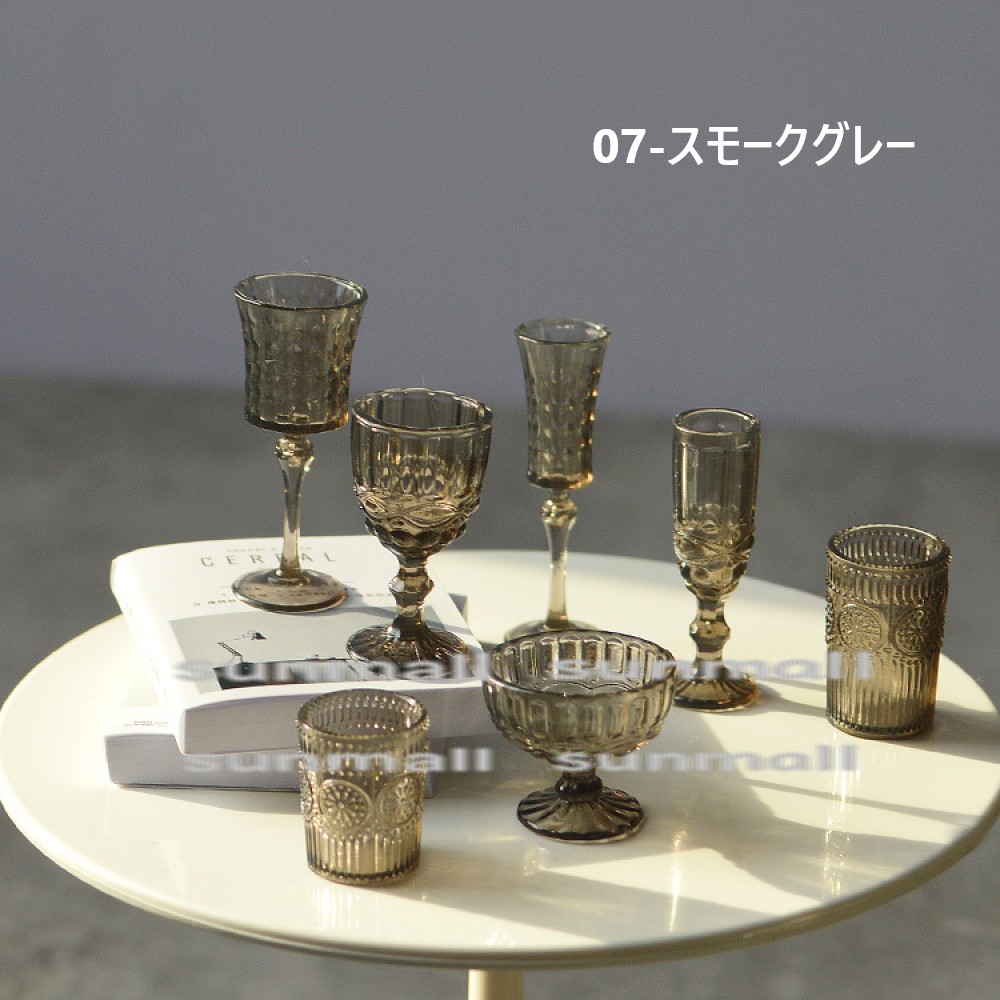 1セット7点販売】【選べる8色】ミニチュア ガラス風食器 ドールハウス