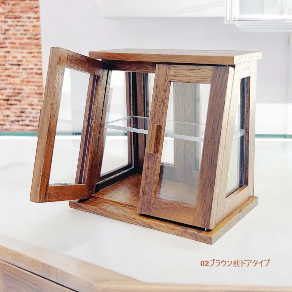 1点）ミニチュア木製ショーケース 卓上 ガラスケース ショー