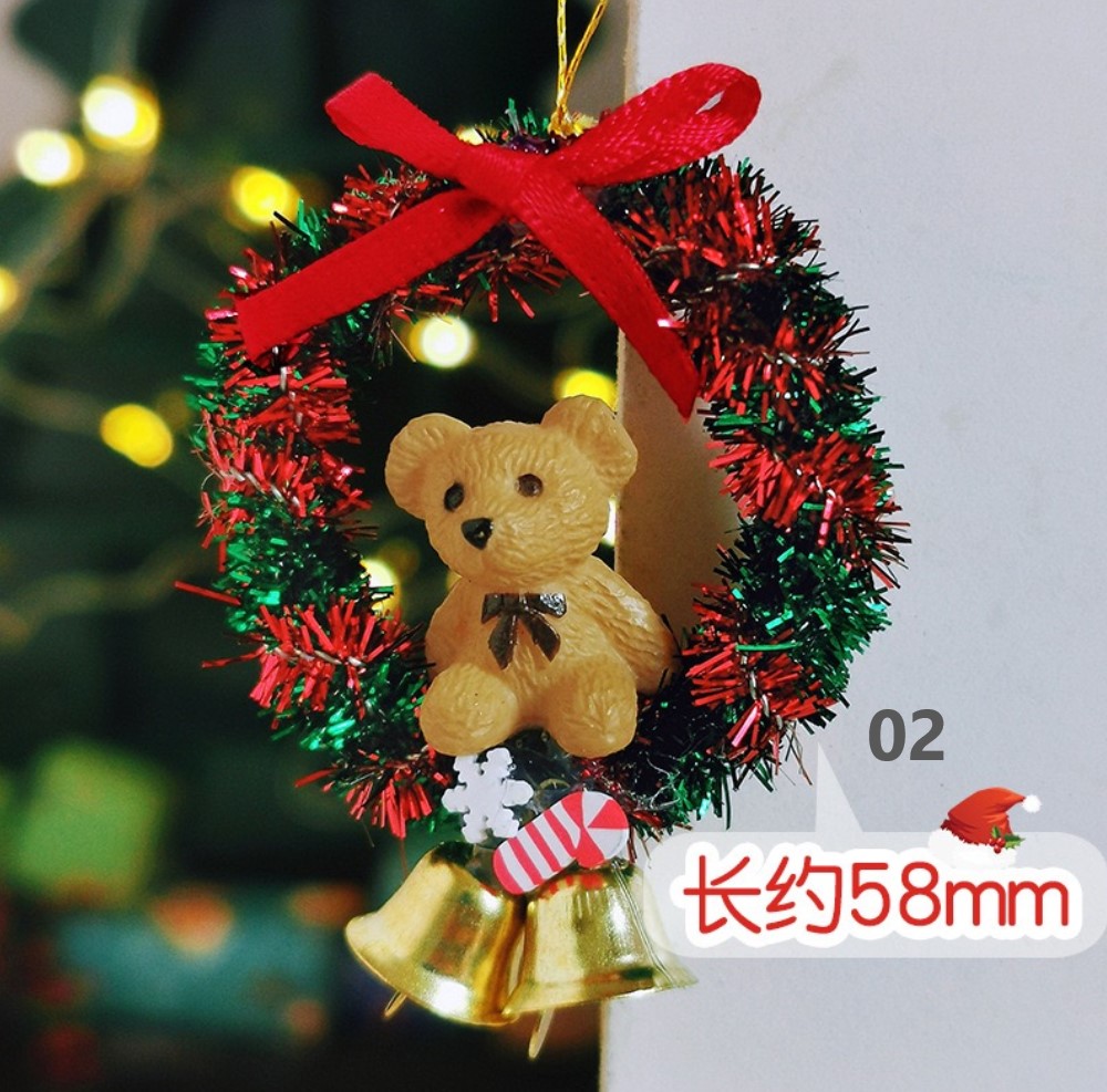 Gold Wreath クリスマスリース インテリアぬいぐるみ 1点）ミニチュアクリスマスリース（くまちゃん付き）ドールハウス用