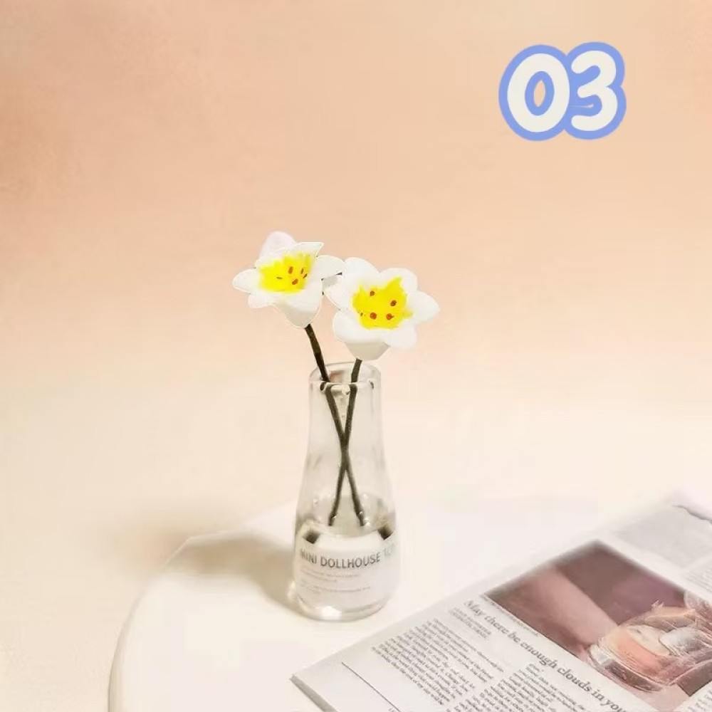 【1点のみ販売】【全7種類から選べる】ミニチュア 花瓶 造花 フラワー 7種類から選べる 1点販売 約47mm ドールハウス小物 ミニチュアインテリア ジオラマ |  | 03