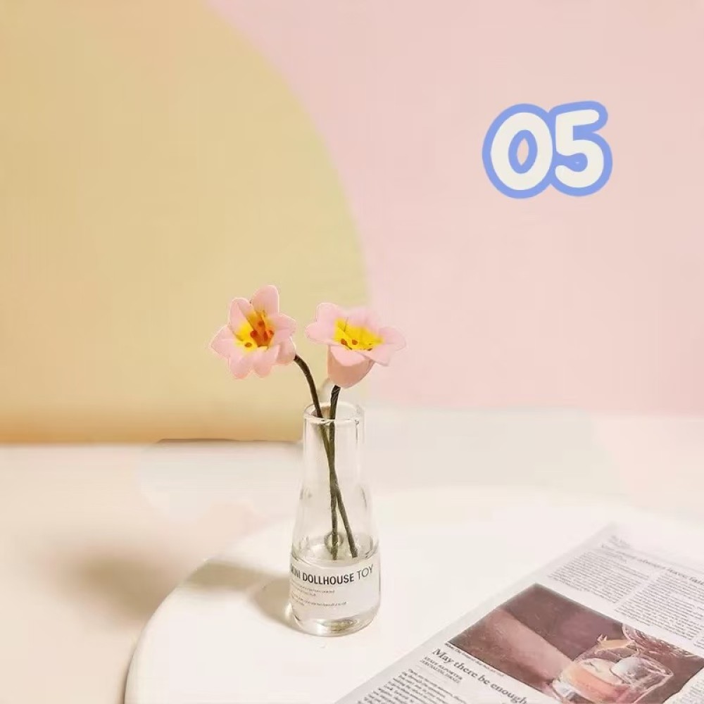 【1点のみ販売】【全7種類から選べる】ミニチュア 花瓶 造花 フラワー 7種類から選べる 1点販売 約47mm ドールハウス小物 ミニチュアインテリア ジオラマ |  | 05