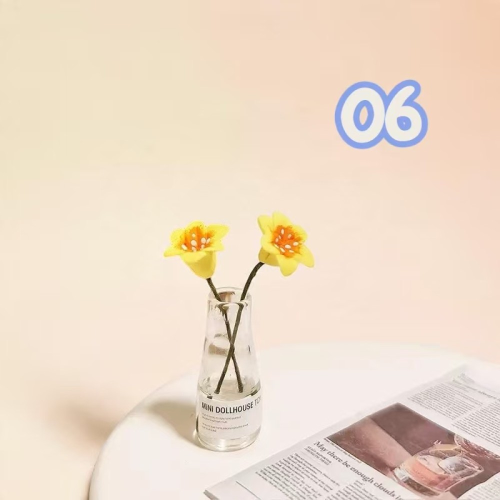 【1点のみ販売】【全7種類から選べる】ミニチュア 花瓶 造花 フラワー 7種類から選べる 1点販売 約47mm ドールハウス小物 ミニチュアインテリア ジオラマ |  | 06