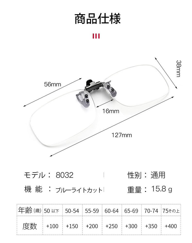 老眼鏡 クリップアップレンズ シニアグラス・クリップグラスシニア 超軽量 クリップ式 ルーペ 跳ね上げ式 敬老の日 ギフト めがねルーペ メガネ型  :jxg384:うにストア - 通販