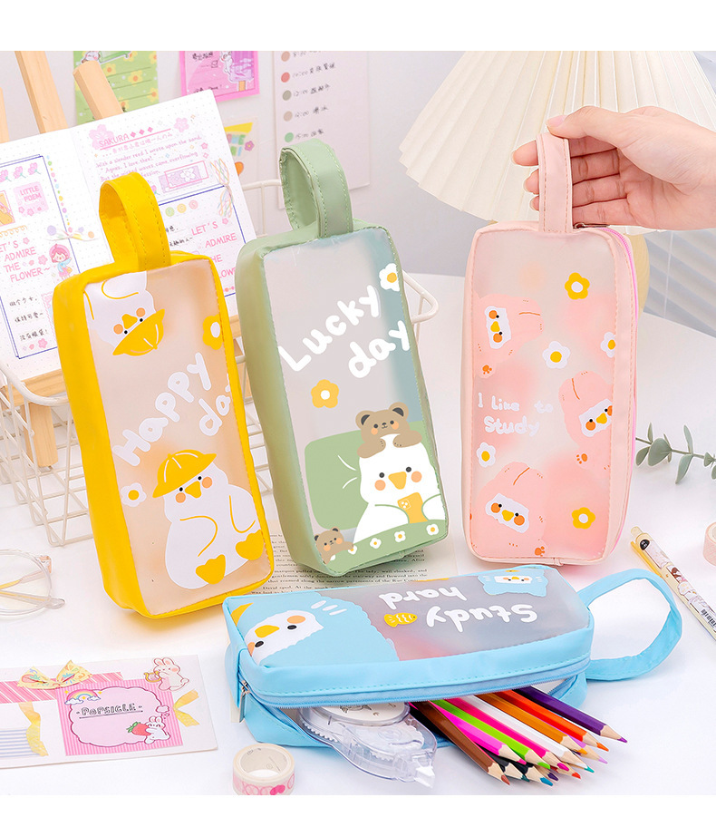 筆箱 ペンケース クリア 半透明 おしゃれ かわいい 小学校 シンプル 大容量 小学校 中学 高校 女子 取っ手付 韓国 化粧ポーチ 収納 文房具 ペンポーチ ふで箱 Jxg392 うにストア 通販 Yahoo ショッピング