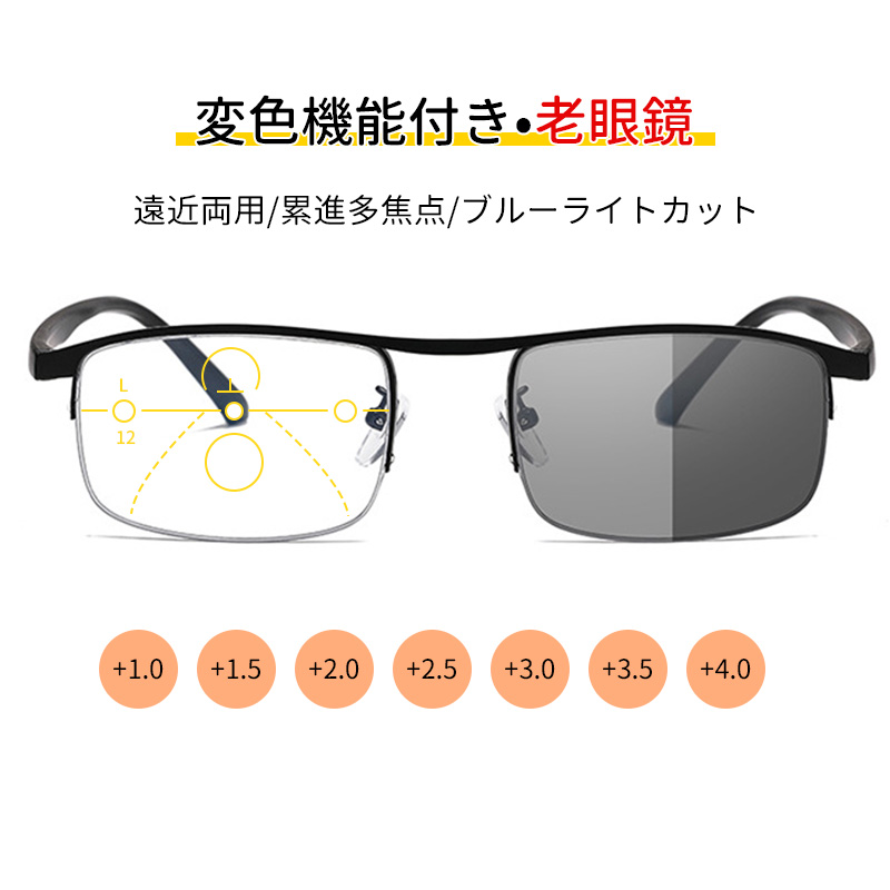老眼鏡 遠近両用 2焦点 ウェリントン 1.0 1.5 2.5 3.0 通販