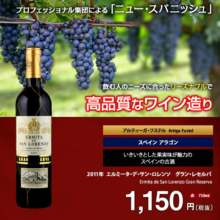 エルミータ・デ・サン・ロレンソ グラン・レセルバ[2014]アルティーガ・フステル 赤 750ml Ermita de San Lorenzo  Gran Reserva [Artiga Fustel] スペイン 赤… :rspar001005:ビール・酒・ワイン専門店ユニビス - 通販 -  Yahoo!ショッピング