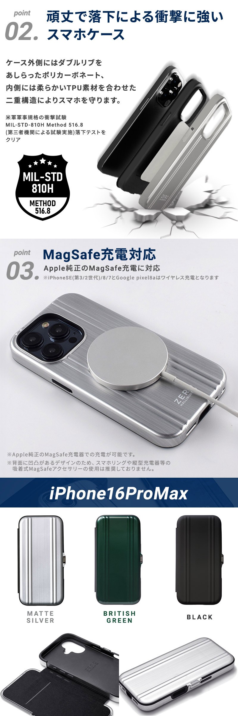 ZERO HALLIBURTON iPhoneケース iPhone16ProMax 手帳型 ZERO HALLIBURTON iPhoneケース iPhone16ProMax 手帳型