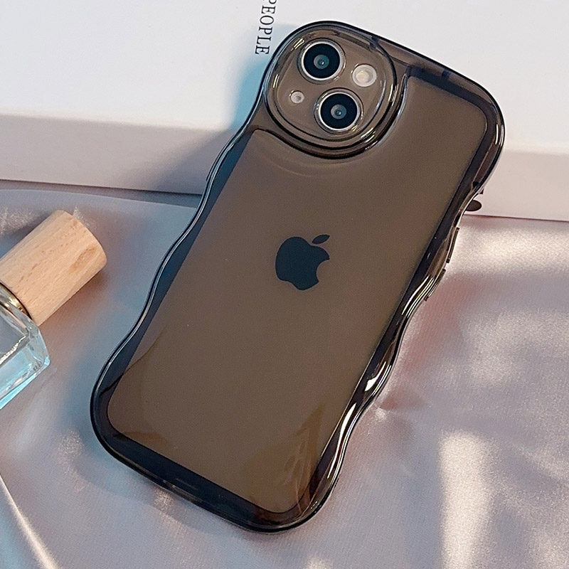 【ポイント+5%】iPhoneケース iPhone15 SE 8 7 スマホケース スマホ ケース 背面型 なみなみ うねうね 韓国 プチプラ SNS映え ウェーブ型 クリア ソフト | UNiCASE | 05
