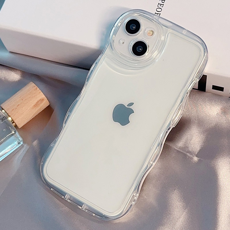 【ポイント+5%】iPhoneケース iPhone15 SE 8 7 スマホケース スマホ ケース 背面型 なみなみ うねうね 韓国 プチプラ SNS映え ウェーブ型 クリア ソフト | UNiCASE | 01