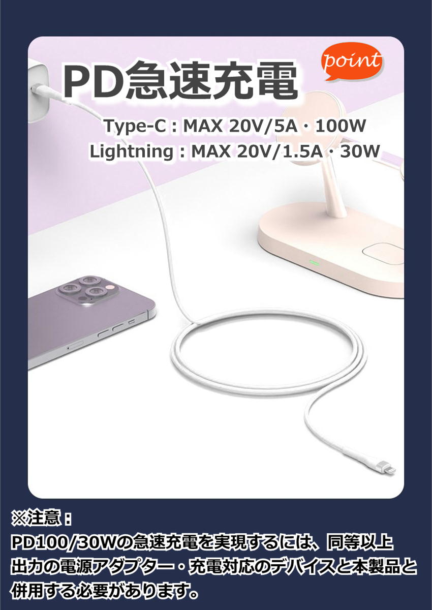 シリコンケーブル usb type-c ライトニング 充電ケーブル PD 100W 30W 1.2m 2m iphone Android PD充電 ケーブル タイプc コード 充電コード usb-c