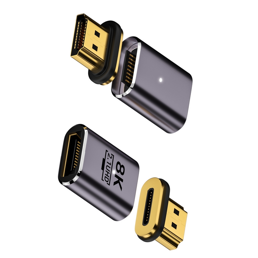 HDMI 2.1 変換アダプタ ケーブル マグネット コネクタ HDMI2.1