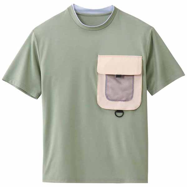 Tシャツ 半袖 ポケット 胸ポケット 冷感 接触冷感 クール・Tシャツ FNCT FC22201 アイリスオーヤマ｜unidy-y｜02