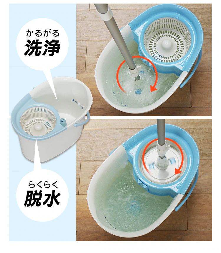 IRIS OHYAMA（アイリスオーヤマ） 回転モップ 手回しタイプ 取替モップ