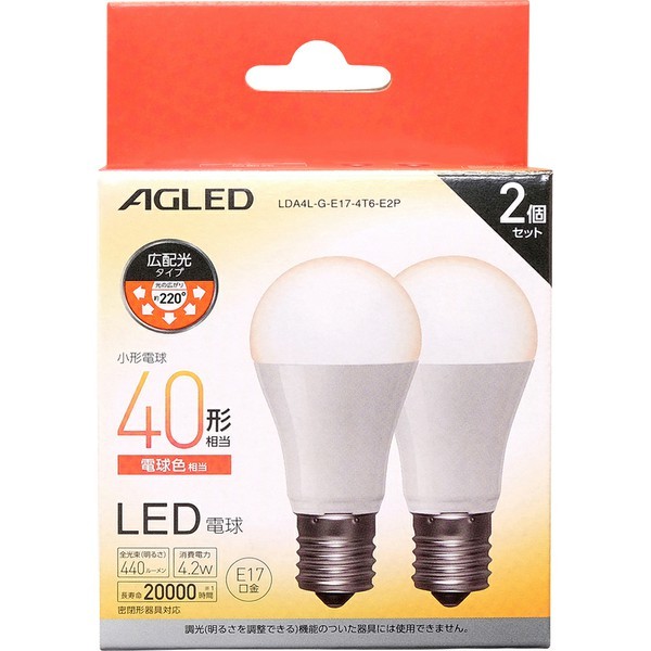 2個セット LED電球 E17 広配光 40形相当 LDA4N-G-E17-4T6-E2P LDA4L-G-E17-4T6-E2P アイリスオーヤマ  :m522219:ゆにでのこづち Yahoo!店 - 通販 - Yahoo!ショッピング