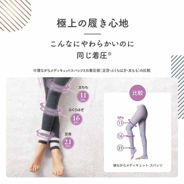 引き締め3個セット］メディキュットフワッとキュッとパジャマレギンスネイビーグレーL 