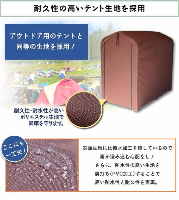 替えカバーサイクルハウス用保護シート雨風除けテント生地取り替えシートファスナー式自転車1〜2台ガーデン用品タイヤサイクルハウスACI-2SBR替えシートブラウン 