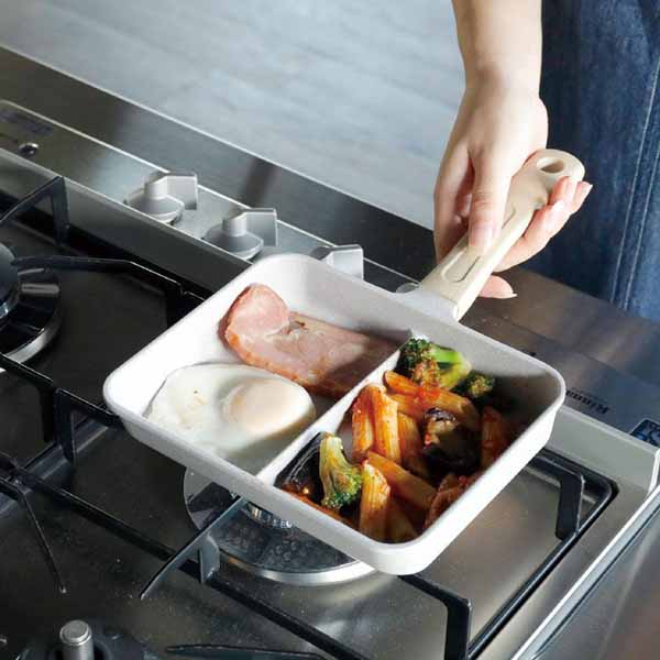 フライパン 仕切り コンパクトサイズ 二分割 朝食・お弁当 IH対応二品