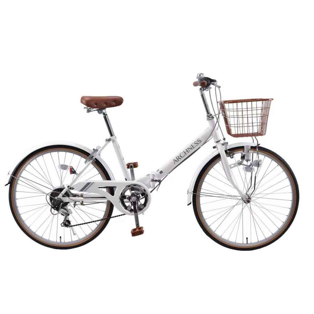 シティサイクル カゴ付き シマノ製 6変速 24インチ 軽量 (完成品お届け