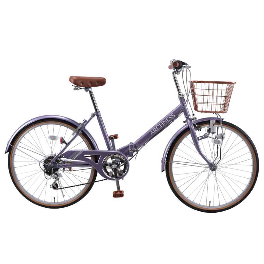 シティサイクル カゴ付き シマノ製 6変速 24インチ 軽量 (完成品お届け