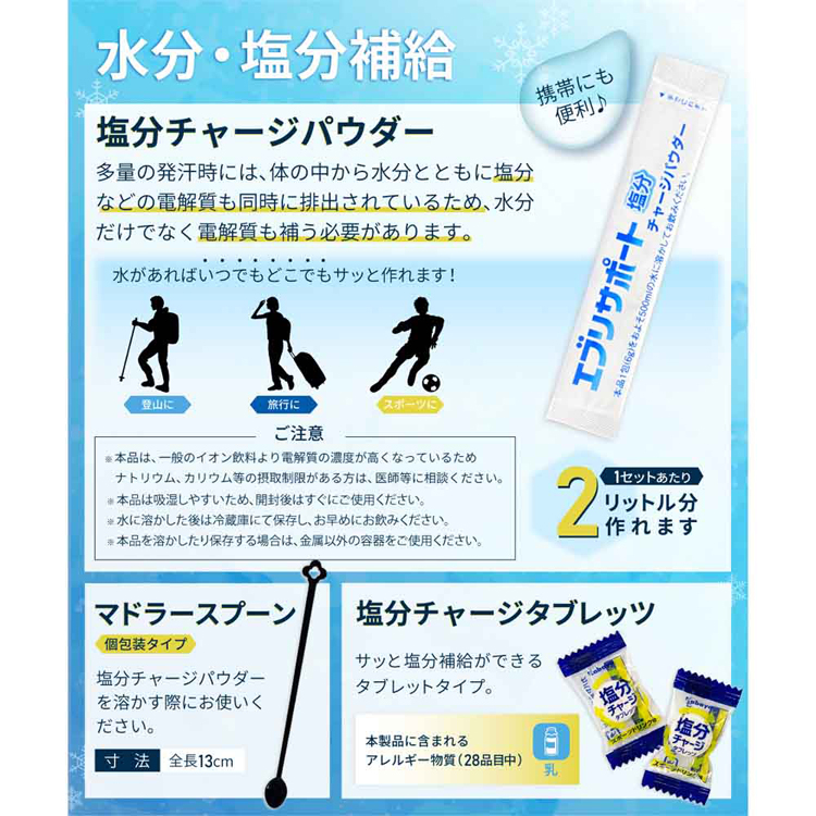 暑さ対策経口補水液塩分チャージタブレッツ工事現場野外作業スポーツポーチ携帯熱中症対策キットポーチタイプ17点セット 
