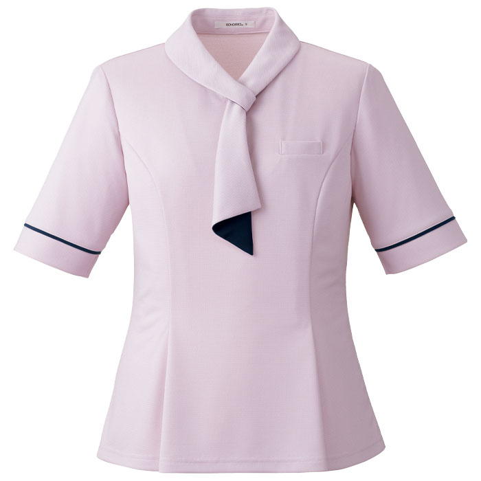17号-19号 事務服 ポロニット AD8809 ボウタイ タイ付き 春夏 半袖 制服 ユニフォーム ボンオフィス ボンマックス | ボンマックス（ユニフォーム） | 03