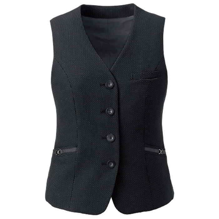 19号 事務服 ベストEAV961 レディース ドット 大きいサイズ オフィスウェア 制服 ユニフォーム ENJOY カーシーカシマ カーシーカシマ 19号 事務服 ベストEAV961 レディース ドット