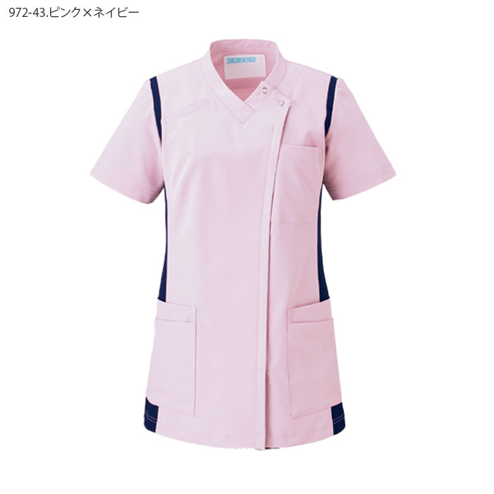 カゼン スクラブ 前開き 医療 白衣 972-41〜43 レディース 女性用 制菌 ストレッチ KAZEN｜uniform-bt｜04