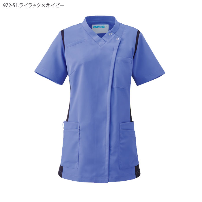 カゼン スクラブ 前開き 医療 白衣 972-41〜43 レディース 女性用 制菌 ストレッチ KAZEN｜uniform-bt｜08