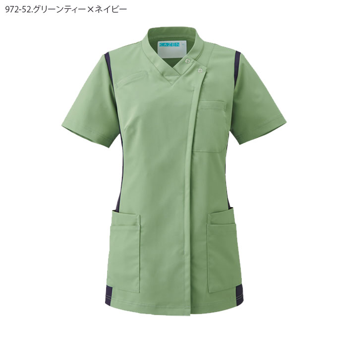 カゼン スクラブ 前開き 医療 白衣 972-41〜43 レディース 女性用 制菌 ストレッチ KAZEN｜uniform-bt｜09