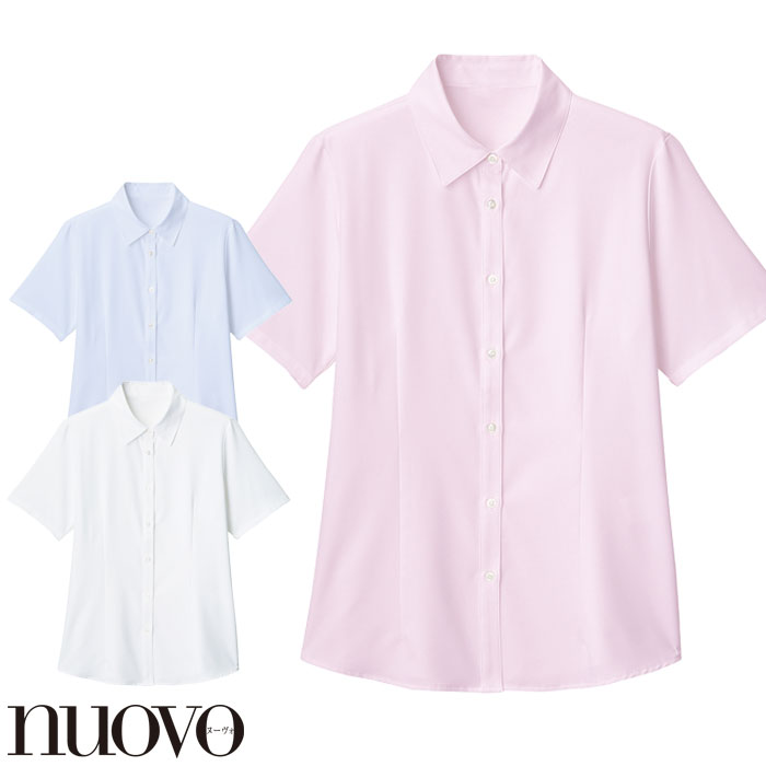 5-17号 ブラウス FB71339 ホワイト 七分袖 家庭洗濯 速乾 ノーアイロン nuovo ヌーヴォ 事務服 仕事服 オフィスウェア 5-17号 ブラウス FB71339 ホワイト 七分袖 家庭洗濯 速乾 ノー