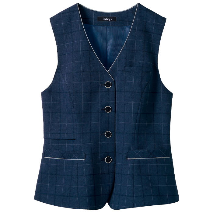 事務服 ベスト レディース U52451 UNILADY オフィスウェア 仕事服 チェック柄 制服 ユニフォーム 5号-15号 事務服 ベスト レディース U52451 UNILADY オフィスウェア 仕事