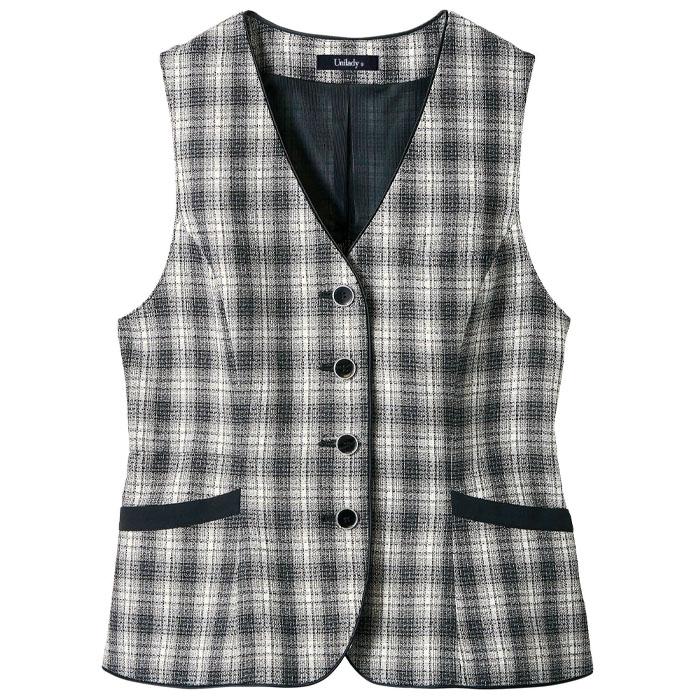 事務服 ベスト レディース U52452 UNILADY オフィスウェア 仕事服 チェック柄 制服 ユニフォーム 5号-15号 事務服 ベスト レディース U52452 UNILADY オフィスウェア 仕事