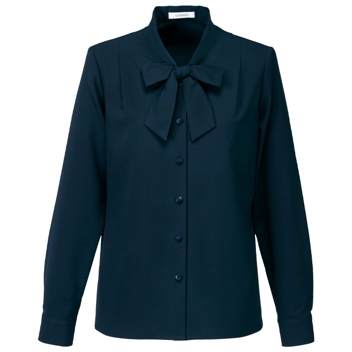 17号・19号 事務服 長袖ブラウス ボウタイ レディース U8124 UNILADY リボン オフィスウェア 仕事服  無地 制服 ユニフォーム 17号・19号 事務服 長袖ブラウス ボウタイ レディース U8124