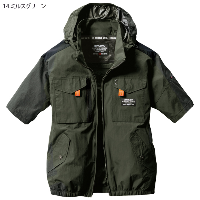 バートル 半袖ブルゾン 単品 後ろファン仕様 服のみ 電動ファン対応 エアークラフト AC1156 2024年製 作業服 遮熱効果 熱中症対策 アウトドア | BURTLE | 01